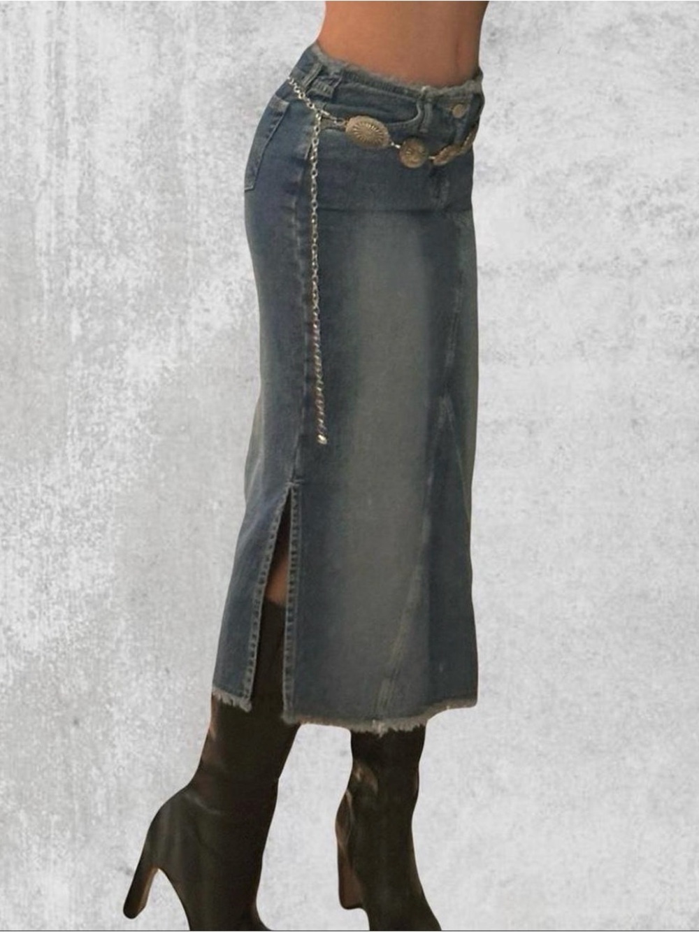 RARE Vintage 90s Paris blues denim skirt